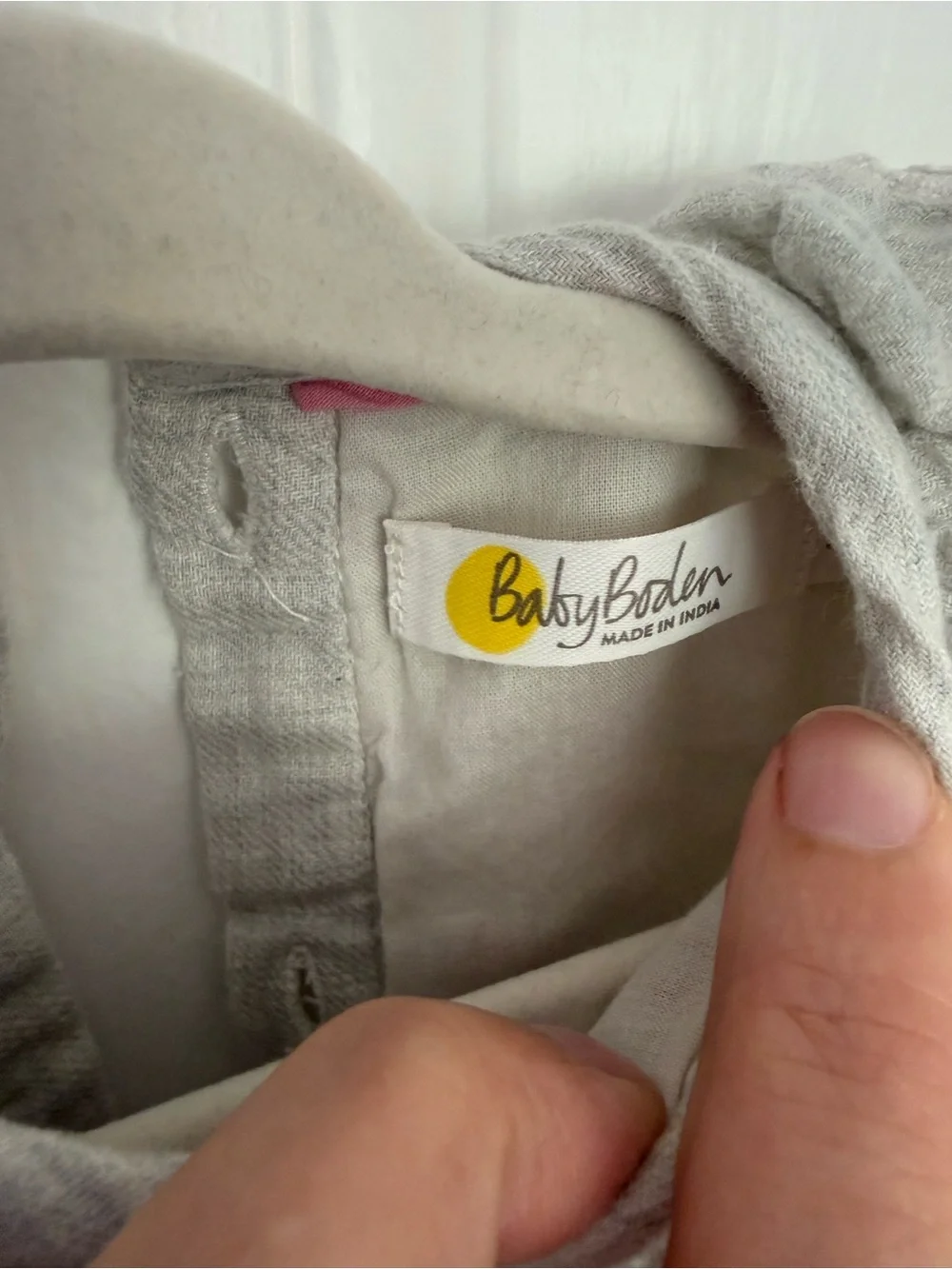 Baby Boden light gray dress with polka dots